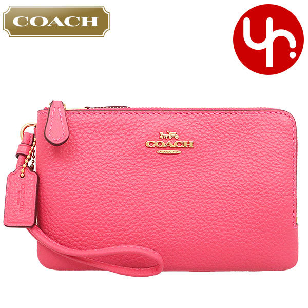 コーチ COACH 小物 ポーチ F06649 6649 コンフェティピンク ラグジュアリー ペブルド レザー ダブル コーナー ジップ リストレット アウトレット レディース