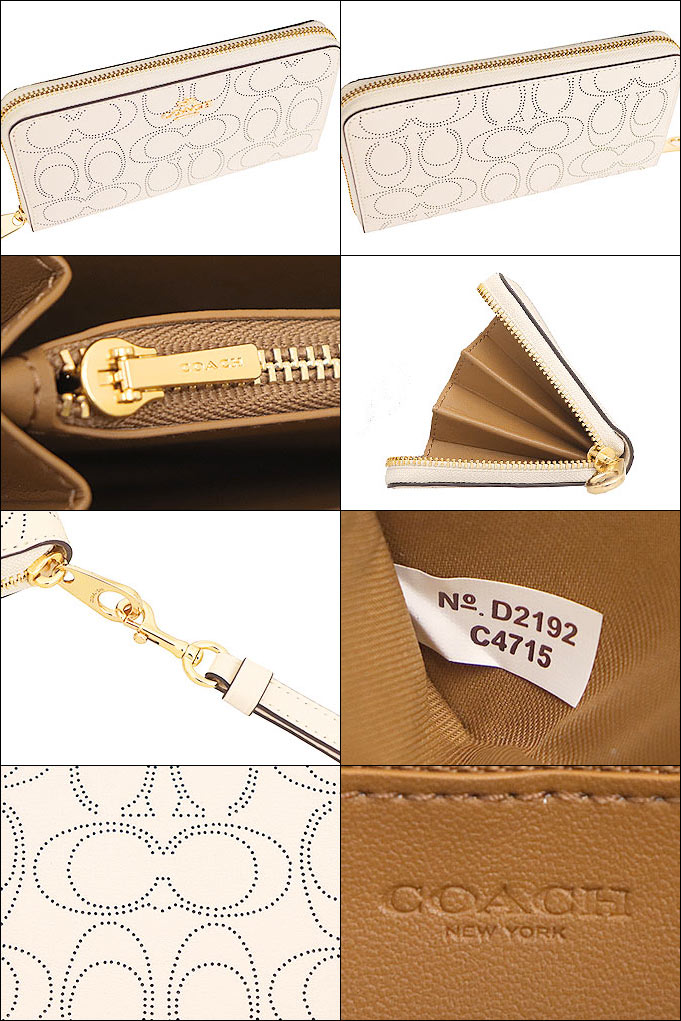 コーチ COACH 財布 長財布 FC4715 C4715 チョーク パフォレイテッド シグネチャー ジップ アラウンド ウォレット  （ストラップ付き） アウトレット レディース : co-ko210714-4 : インポートコレクションYR - 通販 - Yahoo!ショッピング