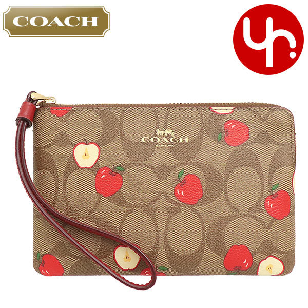 Yahoo! Yahoo!ショッピング(ヤフー ショッピング)コーチ COACH 小物 ポーチ F06979 6979 カーキマルチ シグネチャー アップル プリント PVC レザー コーナー ジップ リストレット アウトレット レディース