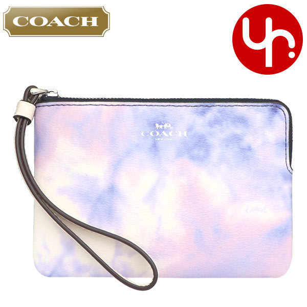 Yahoo! Yahoo!ショッピング(ヤフー ショッピング)コーチ COACH 小物 ポーチ FC4219 C4219 パープル×ピンクマルチ タイダイ プリント PVC レザー コーナー ジップ リストレット アウトレット レディース