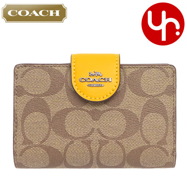 COACH コーチ 財布 二つ折り財布 FC0082 C0082 カーキ×オーカー