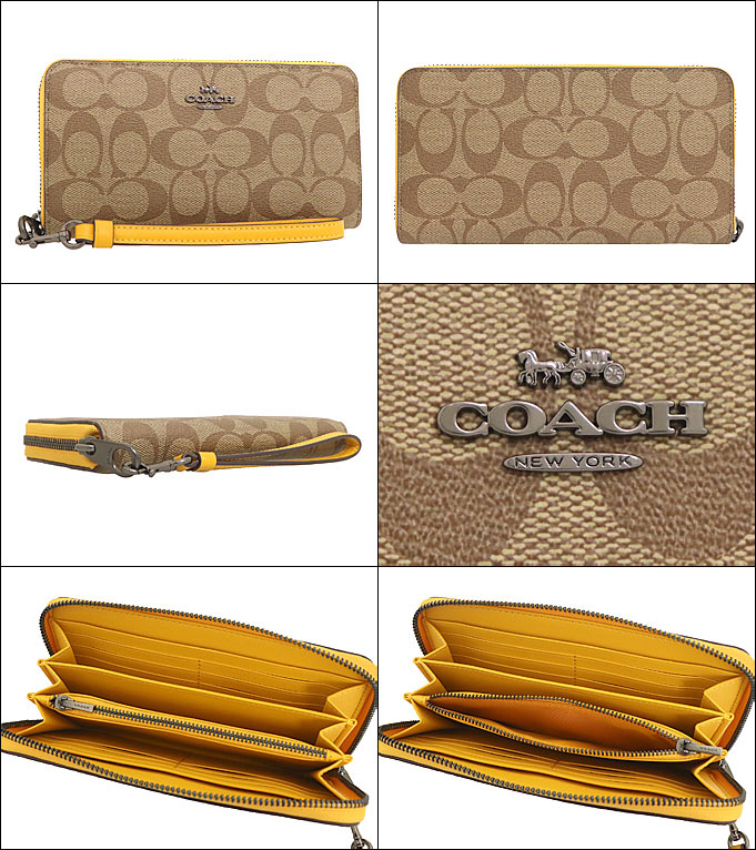 COACH コーチ 財布 長財布 FC4452 C4452 カーキ×オーカー
