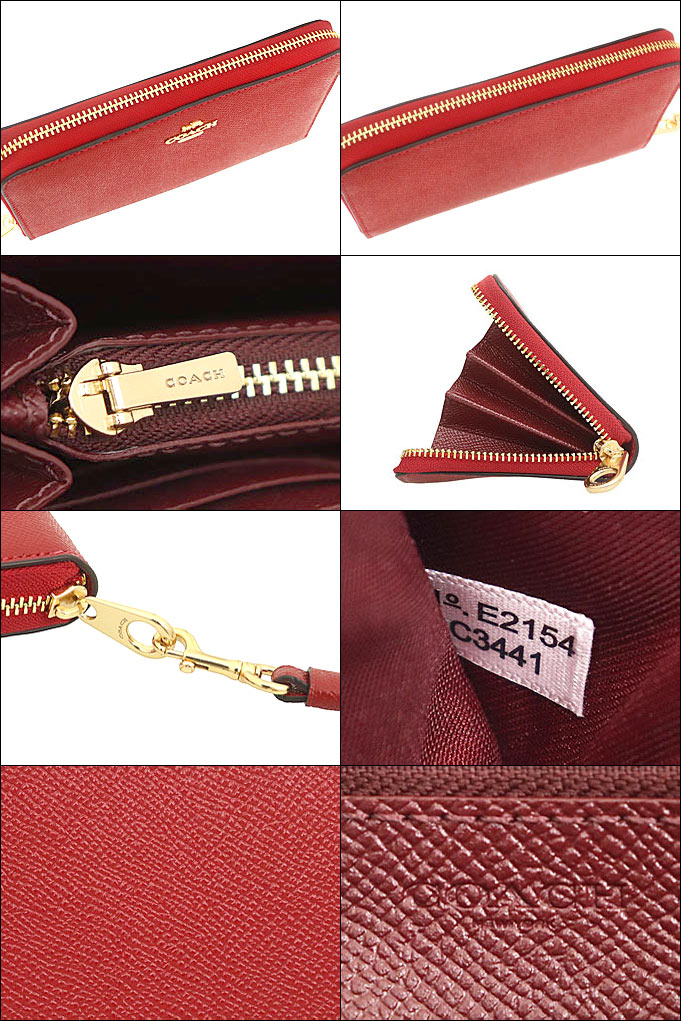COACH　コーチ　C3441　長財布　ストラップ付　1941レッド　IMF8Q COACH 国内発送 コーチ 財布 レディース 長財布 レザー ロング