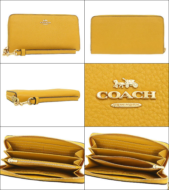 S*★様 COACH コーチ　　C4451 イエロー長財布 コーチ アウトレット 長財布 レディース ロング ジップ
