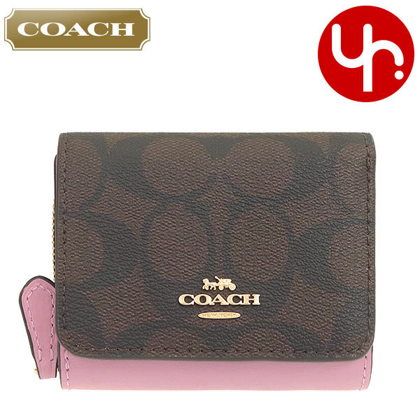 コーチ COACH 財布 三つ折り財布 F07331 7331 ブラウン×トゥルーピンク