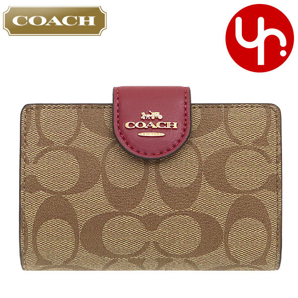 コーチ COACH 財布 二つ折り財布 FC0082 C0082 カーキ×チェリー  