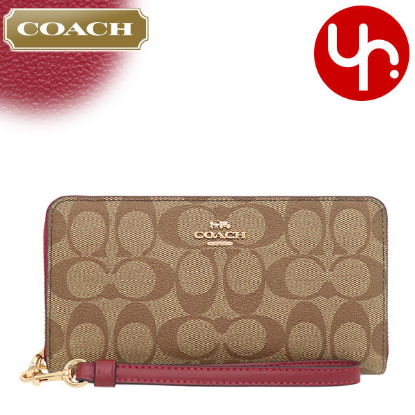 コーチ COACH 財布 長財布 FC4452 C4452 カーキ×チェリー シグネチャー ロング ジップ アラウンド ウォレット （ストラップ付き）  アウトレット レディース : co-ko211008-7 : インポートコレクションYR - 通販 - Yahoo!ショッピング