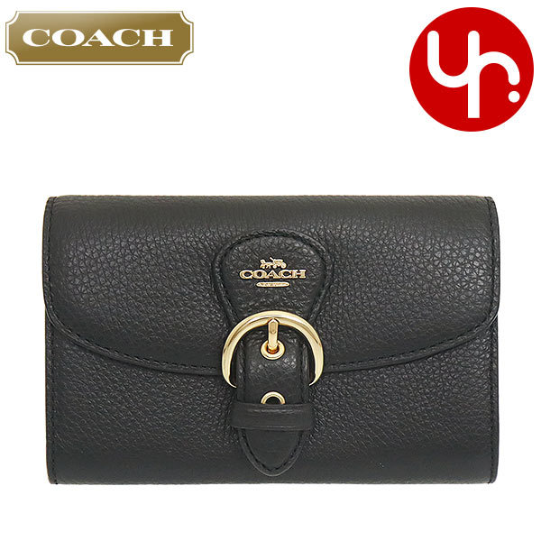 【24時間限定ポイント2％】コーチ COACH 財布 二つ折り財布 FC6896 C6896 ブラック クリオ ペブルド レザー バイフォールド ウォレット アウトレット レディース