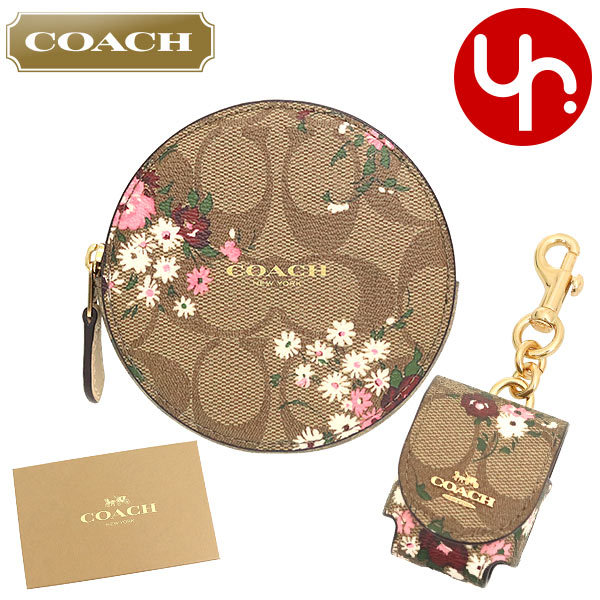 Yahoo! Yahoo!ショッピング(ヤフー ショッピング)コーチ COACH 小物 ポーチ FC7357 C7357 カーキマルチ シグネチャー エバーグリーン フローラル プリント ワイヤレス イヤーパッド アウトレット レディース