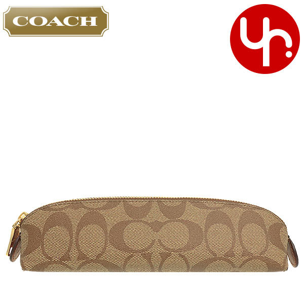 Yahoo! Yahoo!ショッピング(ヤフー ショッピング)コーチ COACH 小物 ポーチ FC6333 C6333 カーキ ラグジュアリー シグネチャー PVC レザー ペンシル コスメティック ケース アウトレット レディース