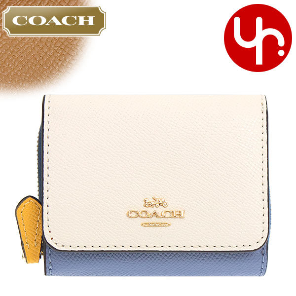 コーチ COACH 財布 三つ折り財布 F02923 2923 カラーブロック クロスグレーン レザー スモール ウォレット アウトレット レディース