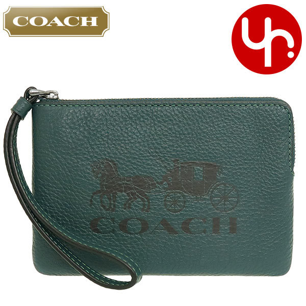 Yahoo! Yahoo!ショッピング(ヤフー ショッピング)コーチ COACH 小物 ポーチ FC7420 C7420 フォレスト ホース アンド キャリッジ エンボスド レザー コーナー ジップ リストレット アウトレット レディース