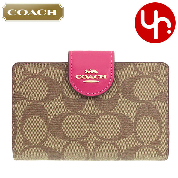 コーチ COACH 財布 二つ折り財布 FC0082 C0082 カーキ×ボールドピンク 