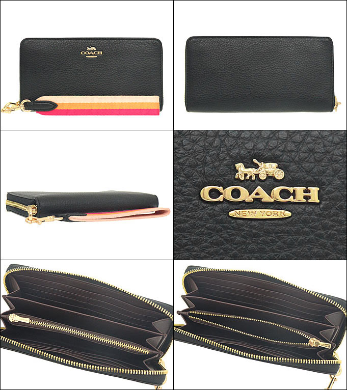 コーチ COACH 財布 長財布 FC8277 C8277 ブラック ペブルド レザー