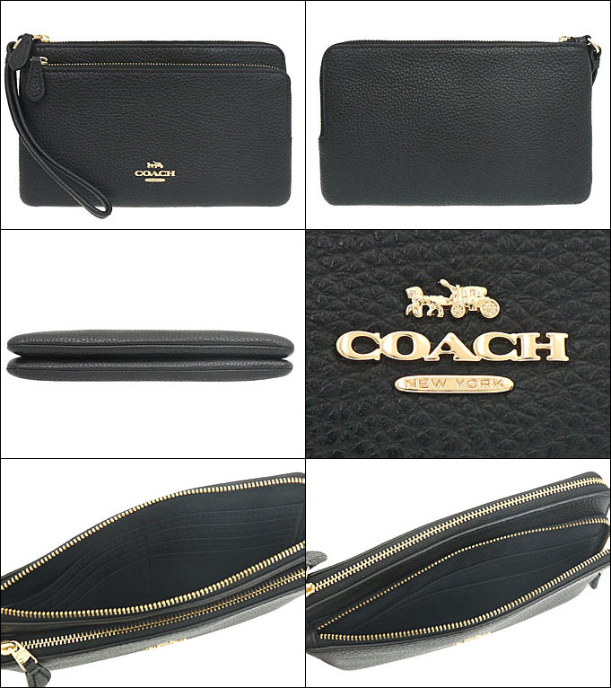 コーチ COACH 財布 長財布 FC5610 C5610 ブラック ラグジュアリー ペブルド レザー ダブル ジップ ウォレット アウトレット レディース｜import-collection-yr｜02