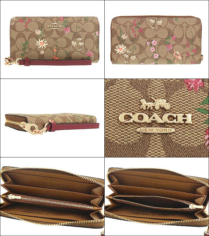 コーチ COACH 財布 長財布 FC8736 C8736 カーキマルチ シグネチャー ワイルドフラワー プリント ジップ アラウンド ウォレット  アウトレット レディース