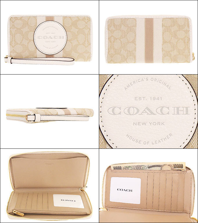 コーチ COACH 財布 二つ折り財布 FC9073 C9073 ライトカーキ×チョーク シグネチャー COACH ロゴ パッチ フォン ウォレット  アウトレット レディース