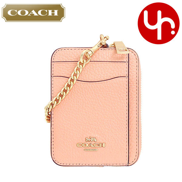 コーチ COACH 財布 コインケース F06303 6303 ラグジュアリー ペブルド レザー チェーン ジップ カード コイン ケース  アウトレット レディース