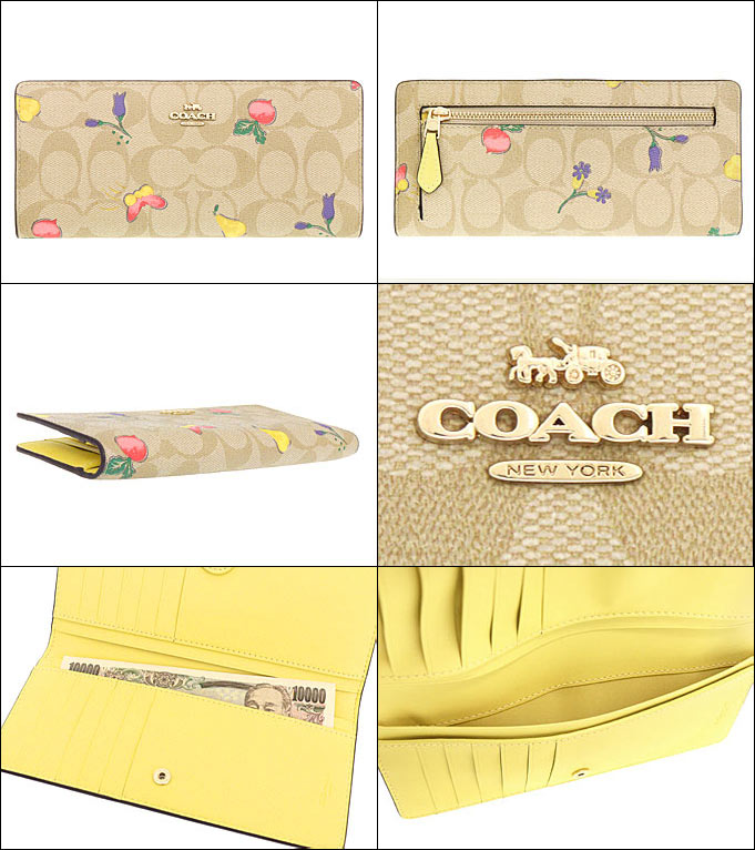 コーチ COACH 財布 長財布 FC9591 C9591 ライトカーキ×レトロイエロー