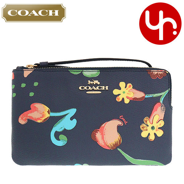 Yahoo! Yahoo!ショッピング(ヤフー ショッピング)コーチ COACH 小物 ポーチ FC8696 C8696 ミッドナイトマルチ ドリーミー ランド フローラル プリント PVC レザー ジップ リストレット アウトレット レディース