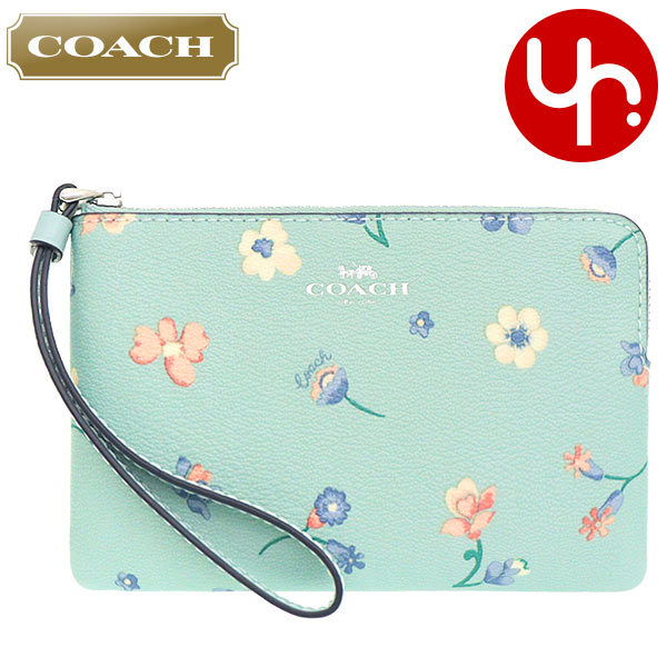 Yahoo! Yahoo!ショッピング(ヤフー ショッピング)コーチ COACH 小物 ポーチ FC8701 C8701 ライトティールマルチ フローラル プリント PVC レザー コーナー ジップ リストレット アウトレット レディース