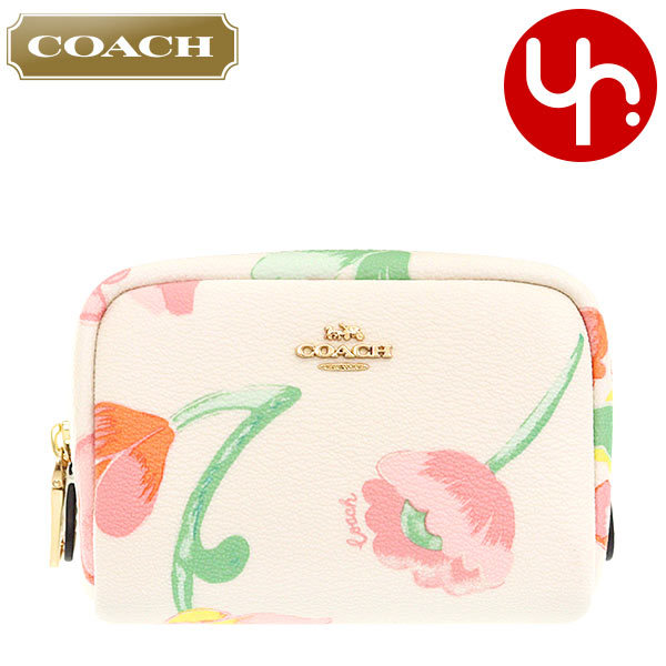 Yahoo! Yahoo!ショッピング(ヤフー ショッピング)コーチ COACH 小物 ポーチ FC8706 C8706 チョークマルチ フローラル プリント PVC レザー ミニ ボクシー コスメティック ケース アウトレット レディース