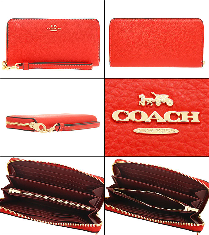 コーチ COACH 財布 長財布 FC4451 C4451 マイアミレッド ペブルド