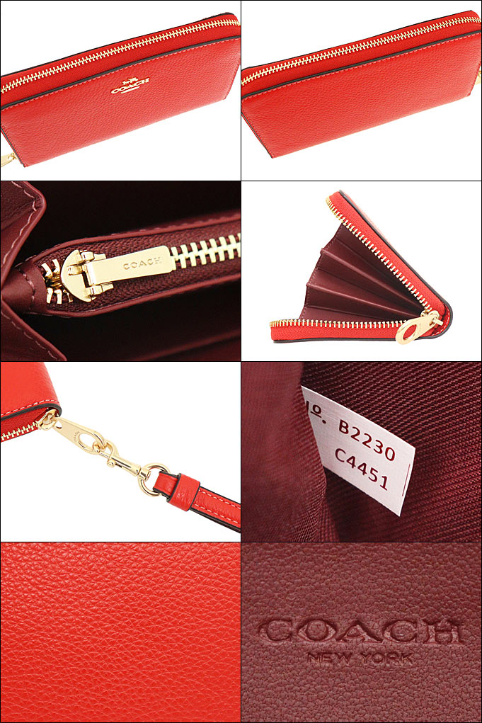 コーチ COACH 財布 長財布 FC4451 C4451 マイアミレッド ペブルド