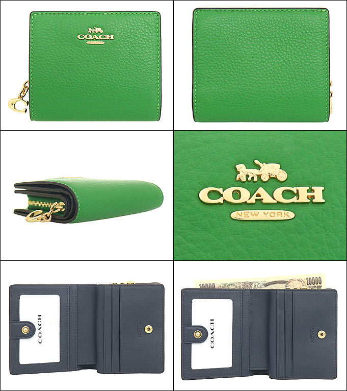 COACH コーチ 折り財布 ケリーグリーン 緑色-