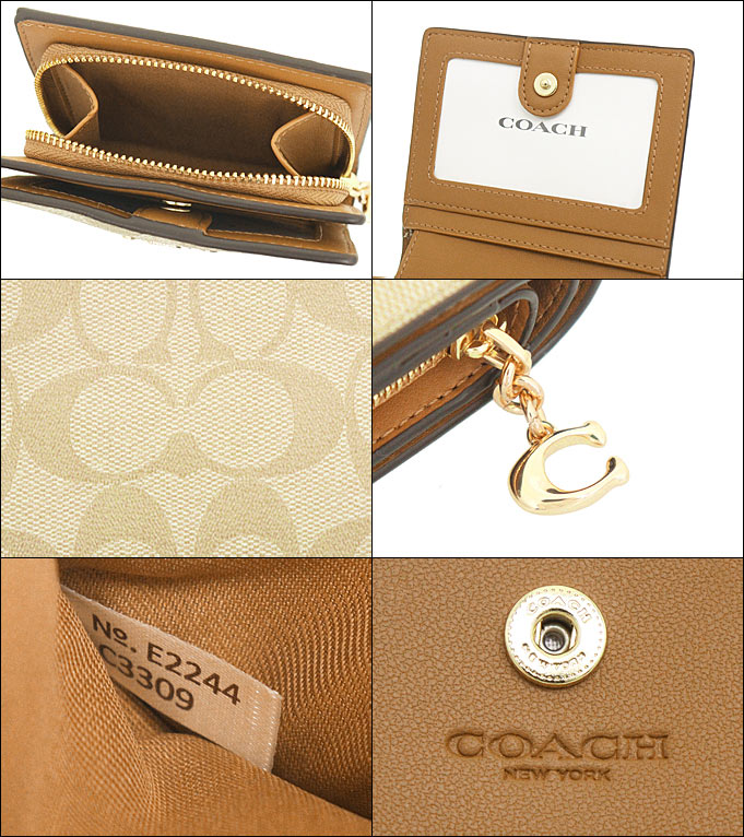 コーチ COACH 財布 二つ折り財布 FC3309 C3309 ライトカーキ×ライト