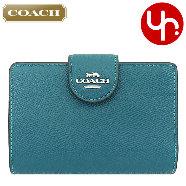 コーチ COACH 財布 二つ折り財布 F06390 6390 ディープターコイズ クロスグレーン レザー ミディアム コーナー ジップ ウォレット  アウトレット レディース : co-ko221126-1 : インポートコレクションYR - 通販 - Yahoo!ショッピング