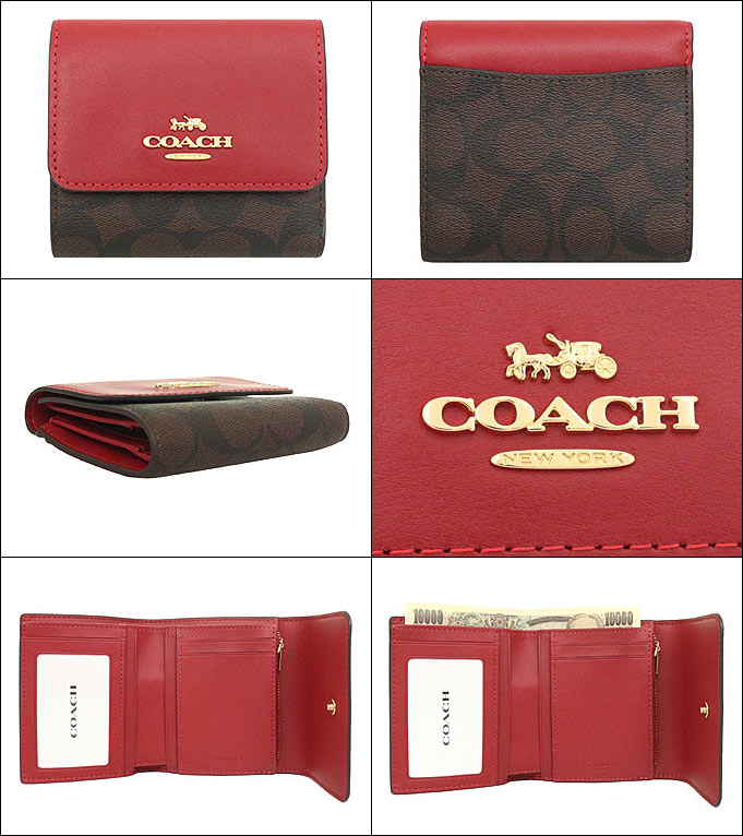 コーチ COACH 財布 三つ折り財布 FCE930 CE930 ブラウン×1941レッド