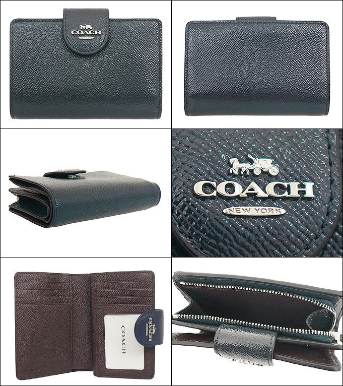 コーチ COACH 財布 二つ折り財布 FCF233 CF233 ミッドナイトネイビー パテント クロスグレーン レザー コーナー ジップ ウォレット  アウトレット レディース : co-ko221202-4 : インポートコレクションYR - 通販 - Yahoo!ショッピング