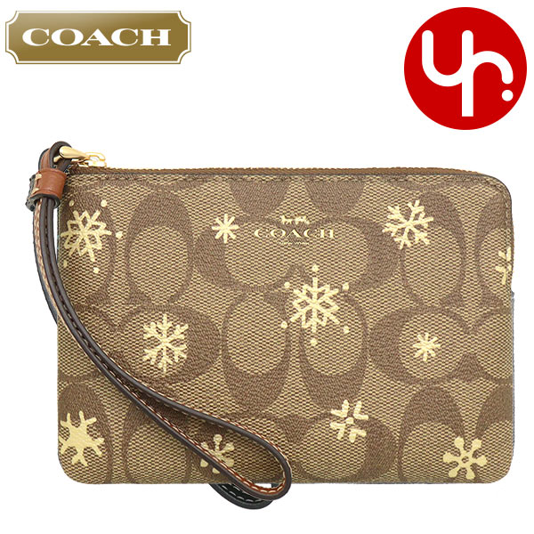 Yahoo! Yahoo!ショッピング(ヤフー ショッピング)コーチ COACH 小物 ポーチ FCF286 CF286 カーキ×ゴールドマルチ シグネチャー スノーフレーク プリント PVC レザー リストレット アウトレット レディース