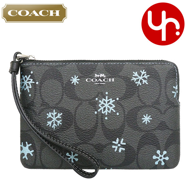 Yahoo! Yahoo!ショッピング(ヤフー ショッピング)コーチ COACH 小物 ポーチ FCF286 CF286 グラファイト×コーンフラワーマルチ シグネチャー スノーフレーク PVC レザー リストレット アウトレット レディース