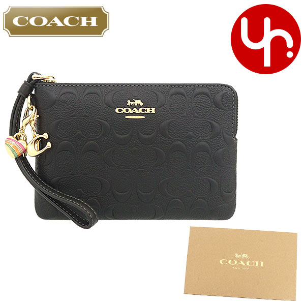 Yahoo! Yahoo!ショッピング(ヤフー ショッピング)コーチ COACH 小物 ポーチ FCF358 CF358 ブラック シグネチャー レザー コーナー ジップ リストレット アンド チャーム 3点セット アウトレット レディース