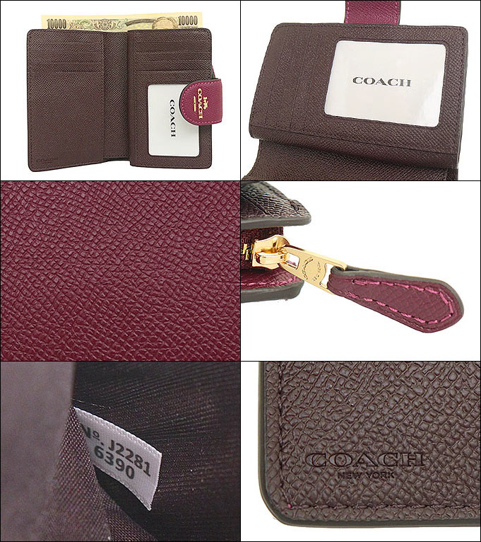 コーチ COACH 財布 二つ折り財布 F06390 6390 ブラックチェリー クロス