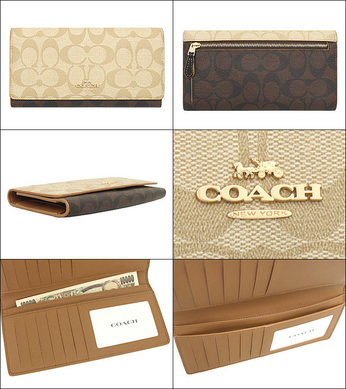 コーチ COACH 財布 長財布 FCC819 CC819 ライトカーキ×ブラウンマルチ