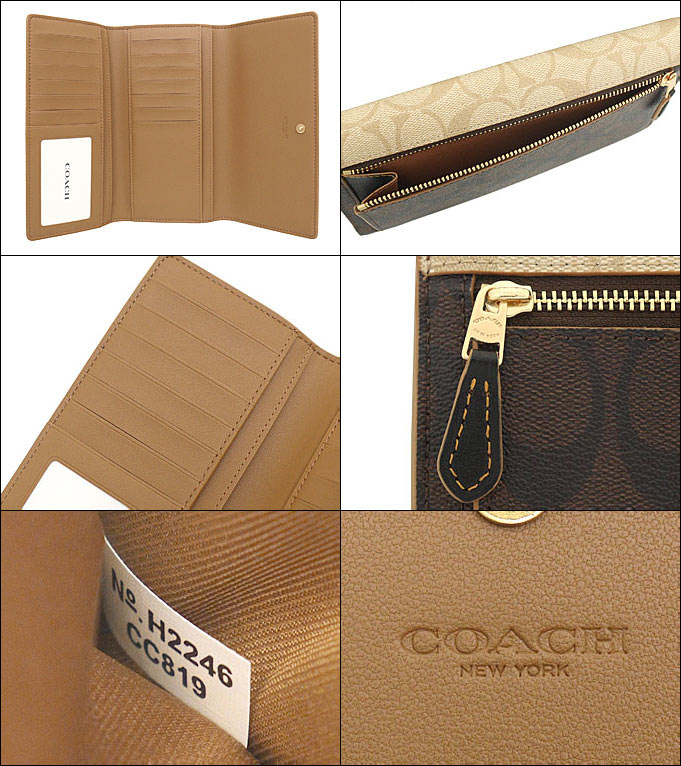 コーチ COACH 財布 長財布 FCC819 CC819 ライトカーキ×ブラウンマルチ