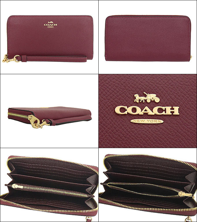 コーチ COACH 財布 長財布 FC3441 C3441 ブラックチェリー クロスグレーン レザー ロング ジップ アラウンド ウォレット  アウトレット レディース