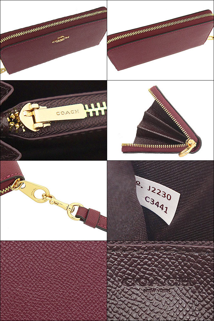 コーチ COACH 財布 長財布 FC3441 C3441 ブラックチェリー クロスグレーン レザー ロング ジップ アラウンド ウォレット  アウトレット レディース