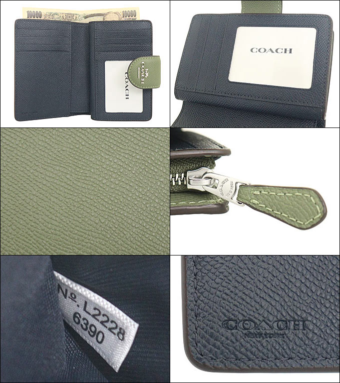 コーチ COACH 財布 二つ折り財布 F06390 6390 ダークセージ クロス