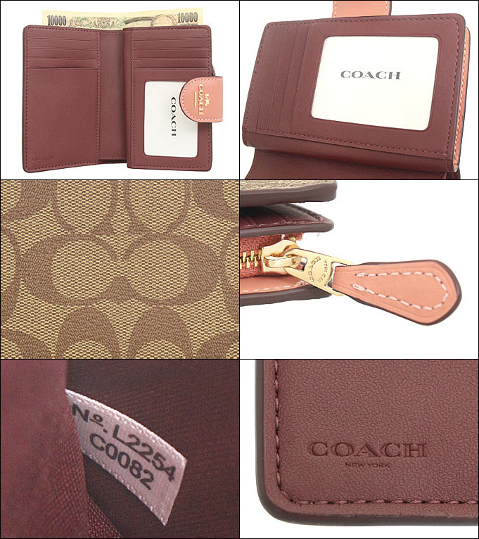 コーチ COACH 財布 二つ折り財布 FC0082 C0082 カーキ×ライトコーラル