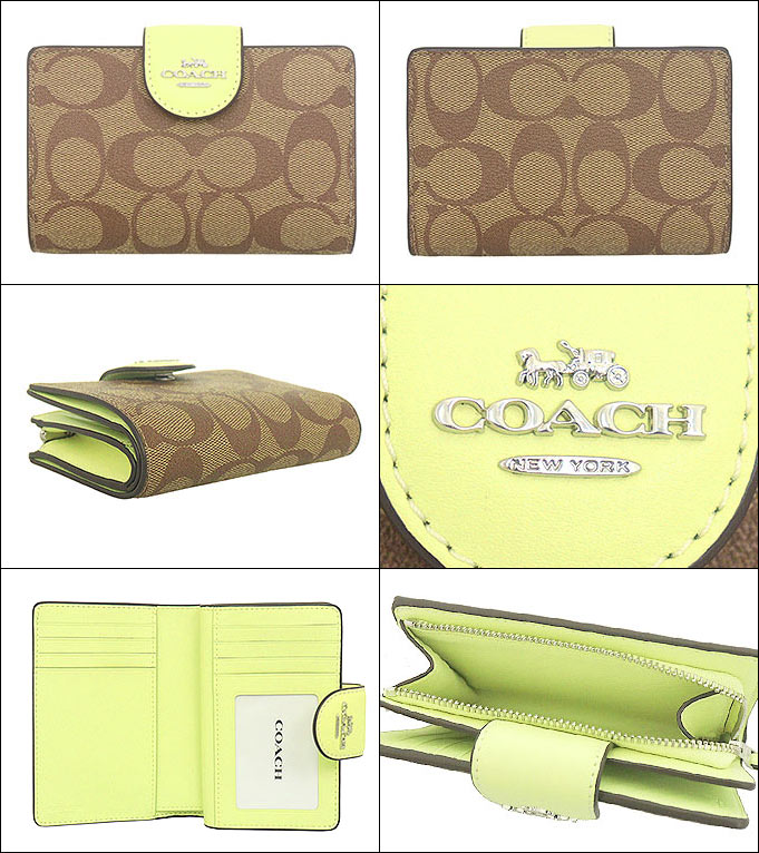品質保証HOTCOACH レアカラー☆二つ折り財布 C0082/ カーキ×イエローオーカー 財布