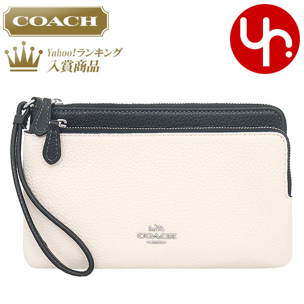 【24時間限定ポイント2％】コーチ COACH 財布 長財布 FCF447 CF447 チョークブラックマルチ コントラスト ペブルド レザー ダブル ジッ アウトレット レディース｜import-collection-yr