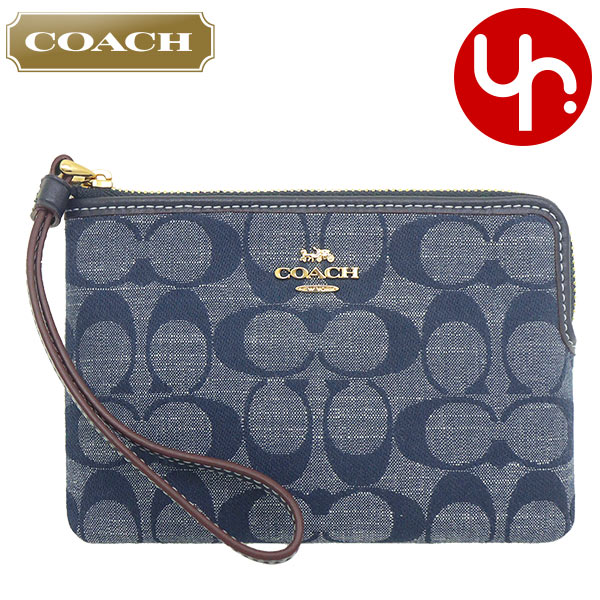 Yahoo! Yahoo!ショッピング(ヤフー ショッピング)コーチ COACH 小物 ポーチ FCH371 CH371 デニムマルチ デニム シグネチャー シャンブレー コーナー ジップ リストレット アウトレット レディース