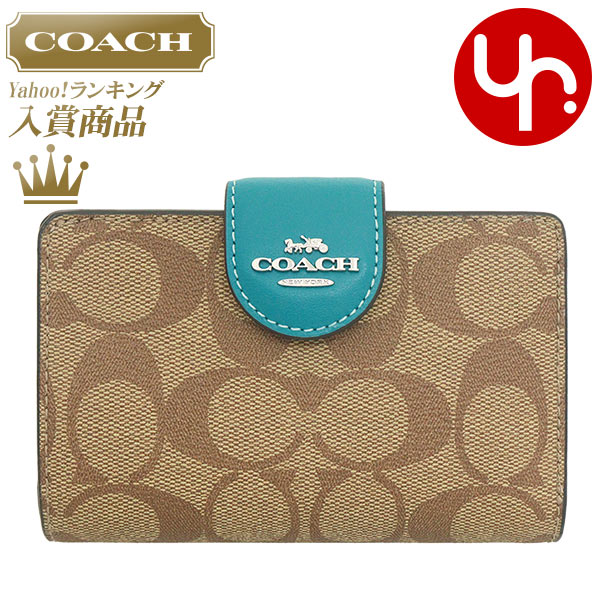 コーチ COACH 財布 二つ折り財布 FC0082 C0082 カーキ×ティール