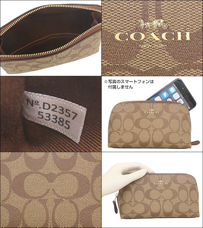 COACH コーチ 小物 ポーチ F53385 53385 カーキ×サドル2