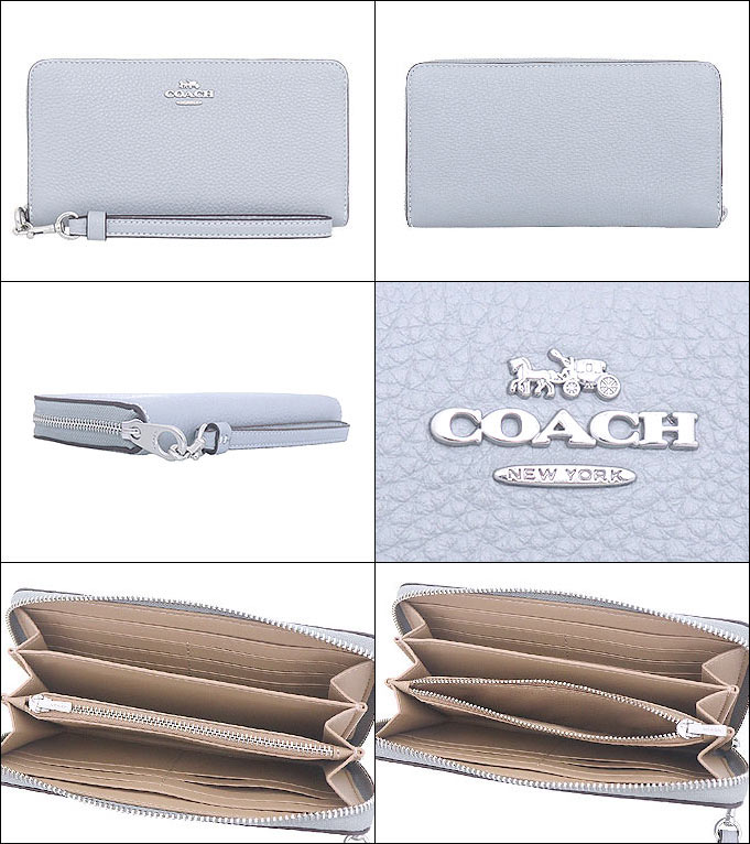 コーチ COACH 財布 長財布 FC4451 C4451 グレーミスト ペブルド レザー ロング ジップ アラウンド ウォレット （ストラップ付き）  アウトレット レディース