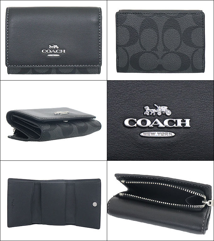 【24時間限定ポイント2％】コーチ COACH 財布 三つ折り財布 FCM761 CM761 グラファイト×ブラック シグネチャー PVC レザー マイクロ   アウトレット レディース｜import-collection-yr｜02